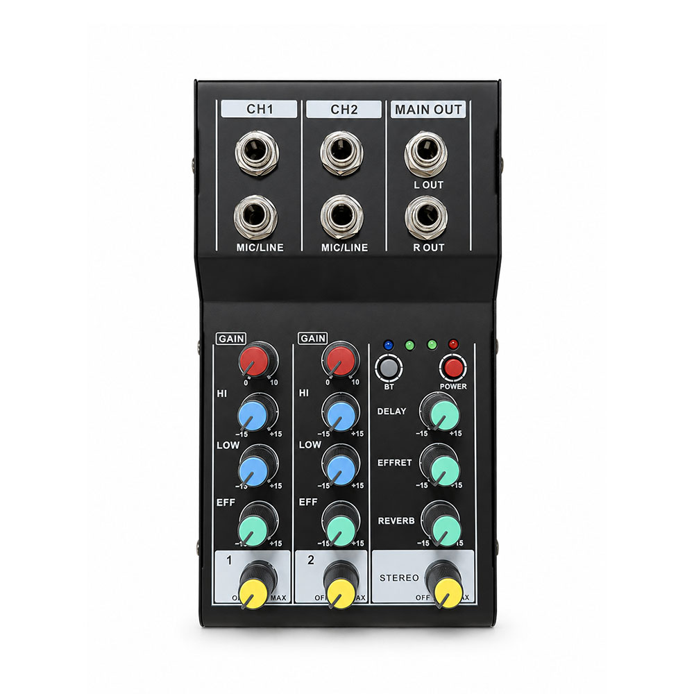 Karaoke Audio Mixer Echo Delay - 2 Channel Bluetooth Audio Mixer, Mini