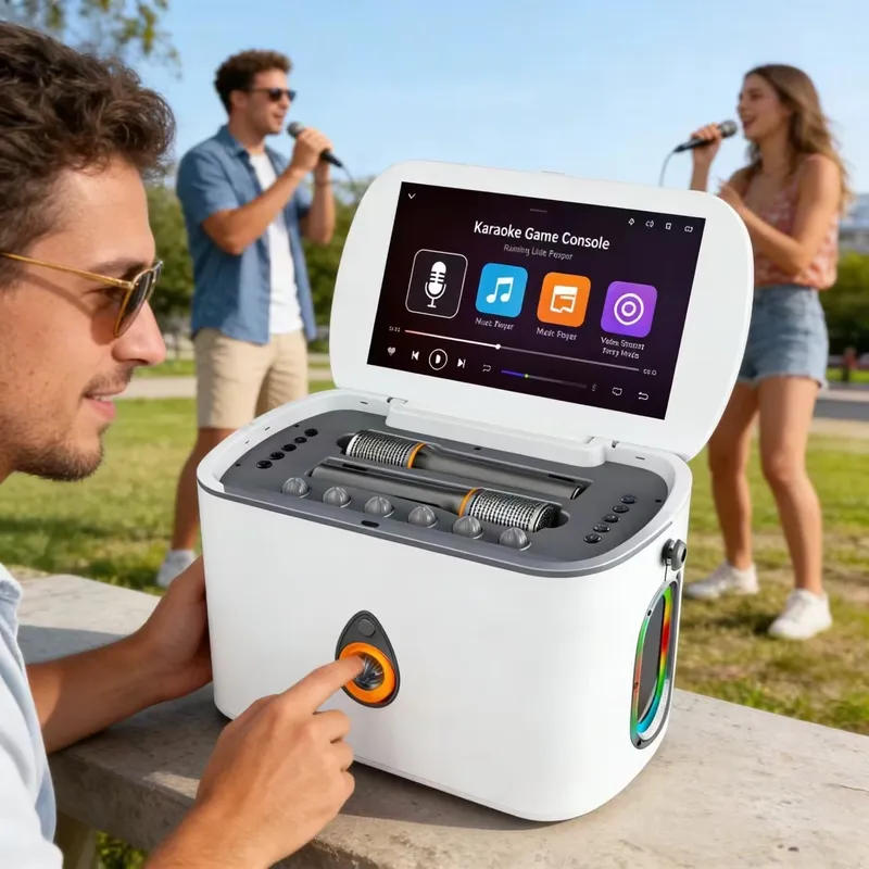 Karaoke Machine Portable With 2 Mic - Portable Bluetooth Speaker with 2 Wireless
