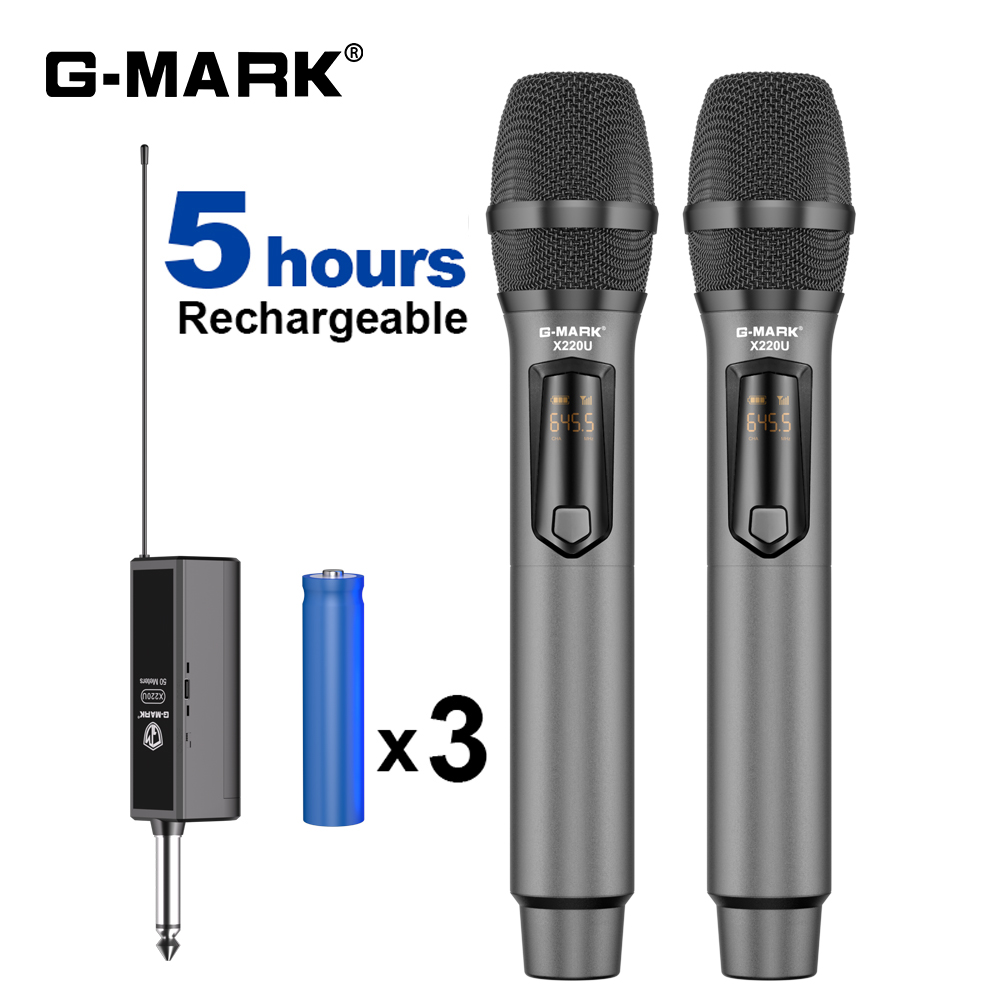 Rechargeable Wireless Mic Lithium Battery - Wireless Microphone G-MARK X220U UHF Karaoke