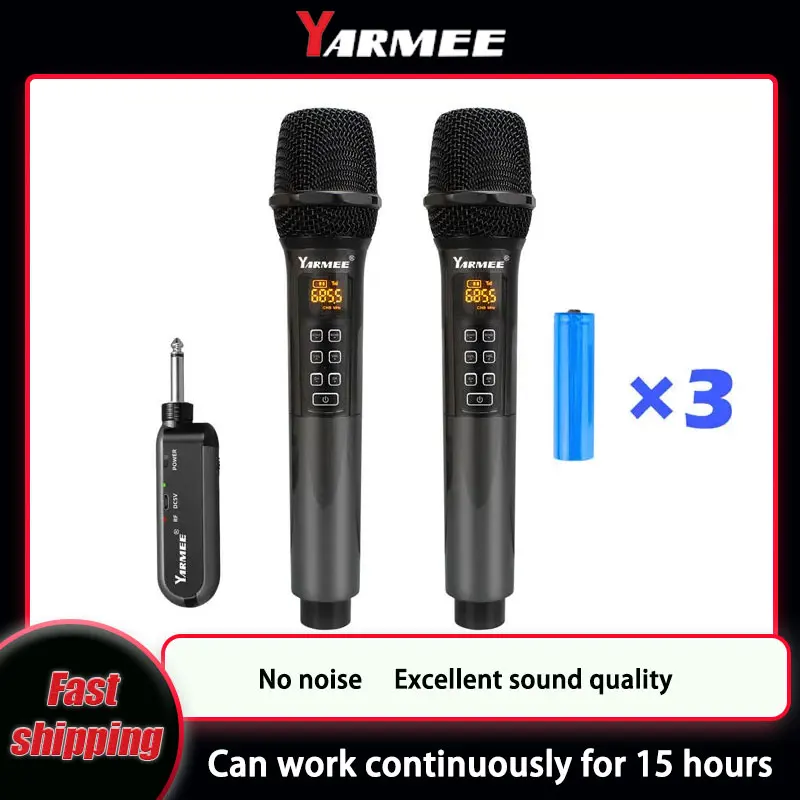 Rechargeable Wireless Mic Lithium Battery - YARMEE Professional UHF Wireless Microphone Handheld