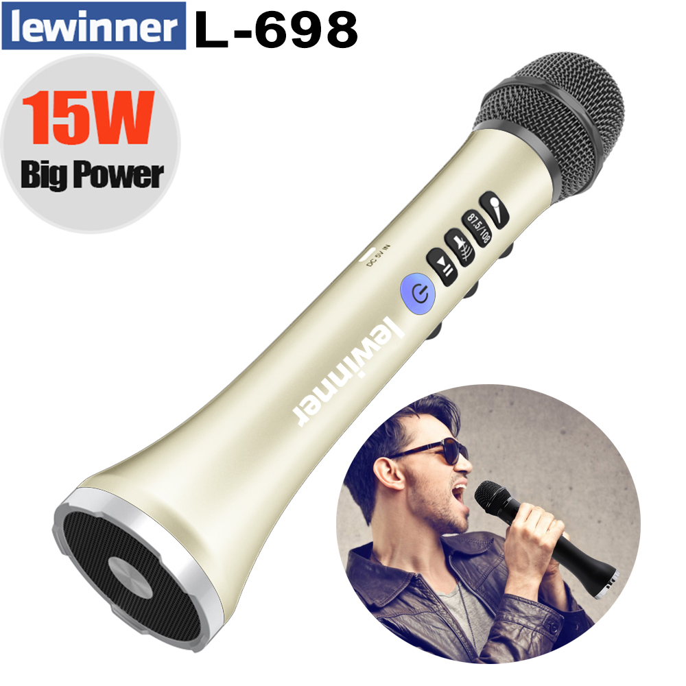 Bluetooth Karaoke Microphone Handheld - Lewinner L698 Wireless Microphone 15W Karaoke