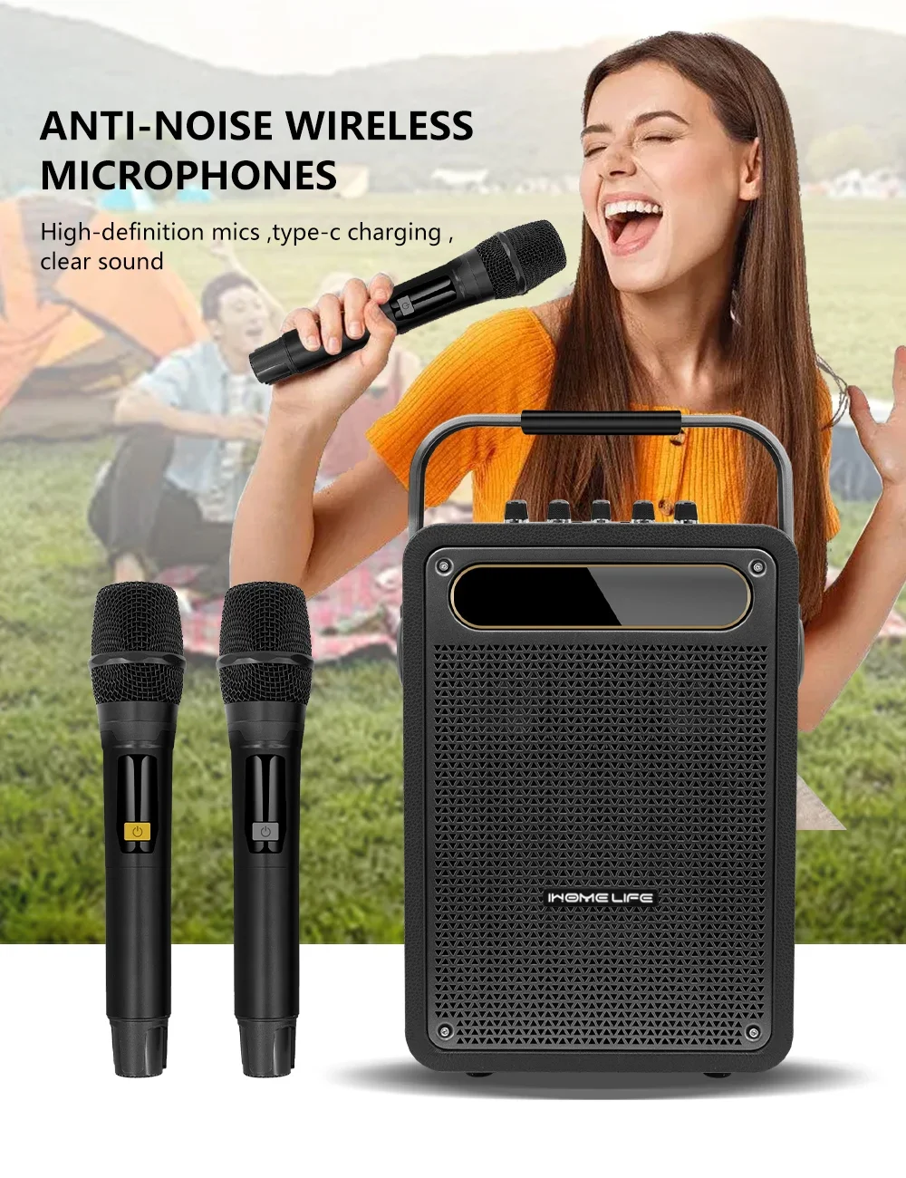 Ihomelife Light Wireless Mic K - Karaoke Machine Portable With 2 Mic ulasan dan harga