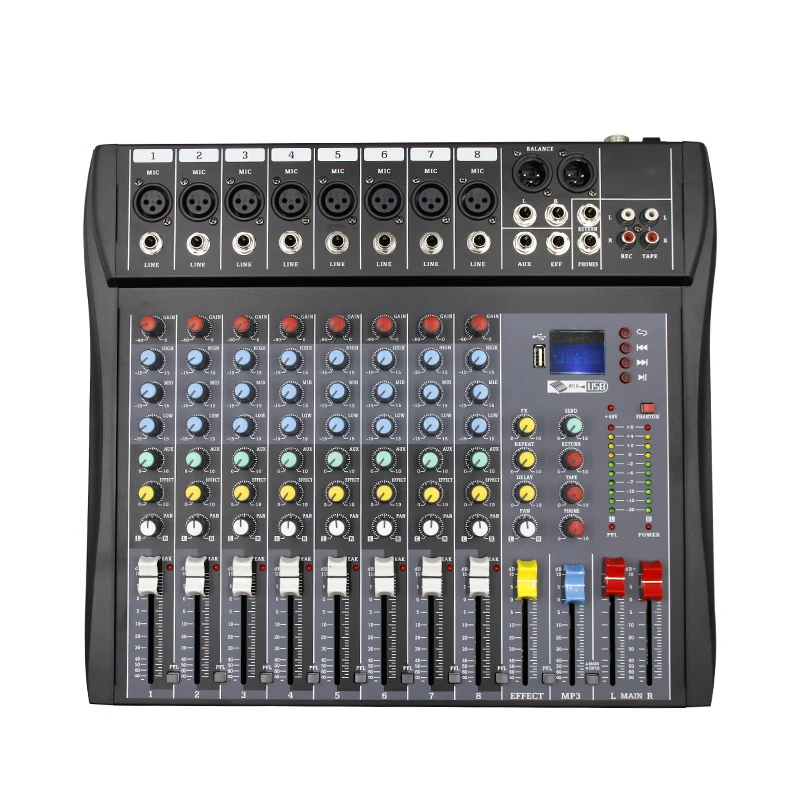 8 Channel Audio Mixer 48V Phan - Karaoke Amplifier Mixer Bluetooth ulasan dan harga