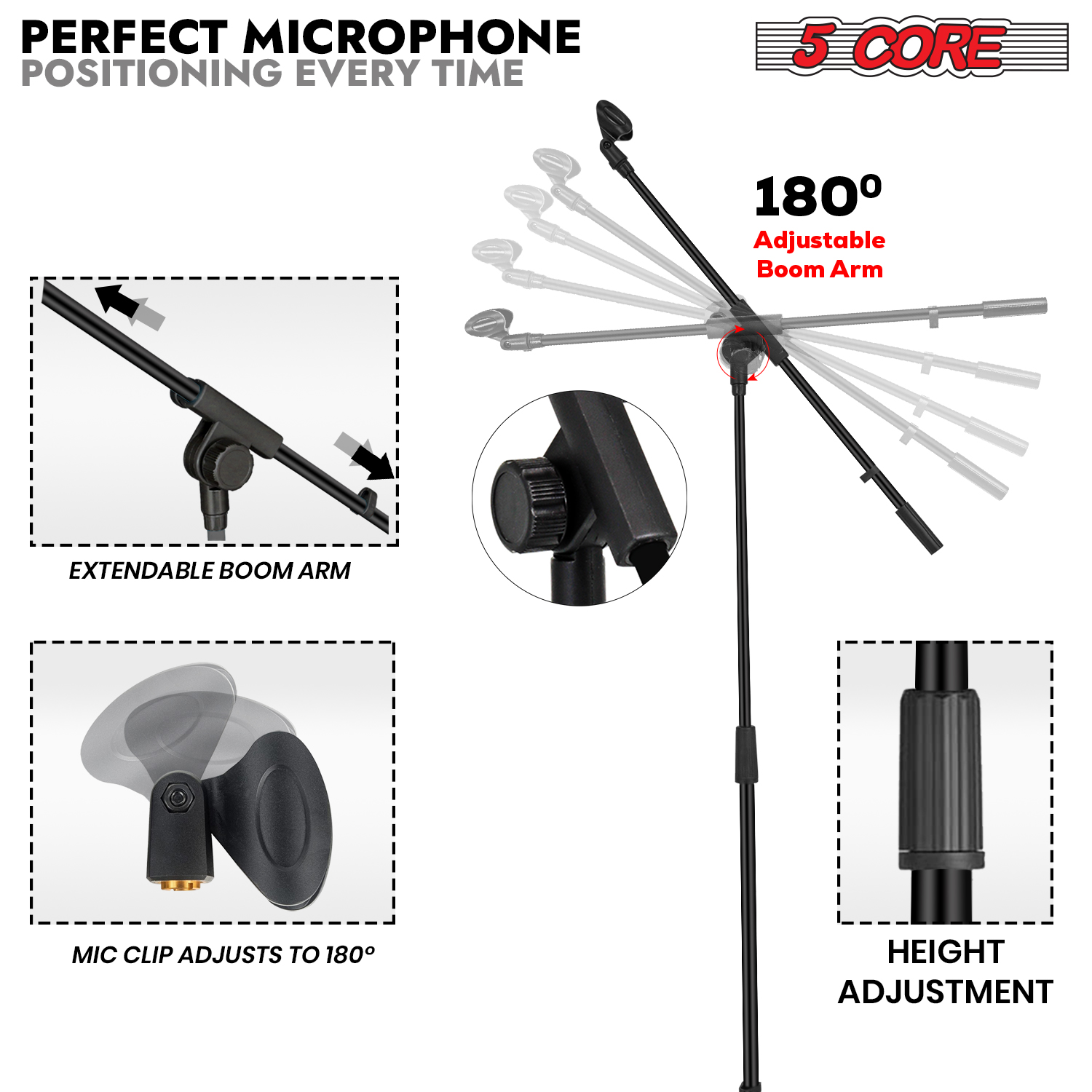 5Core Tripod Mic Stand 4Pcs Ad - Microphone Stand Boom Arm Floor ulasan dan harga