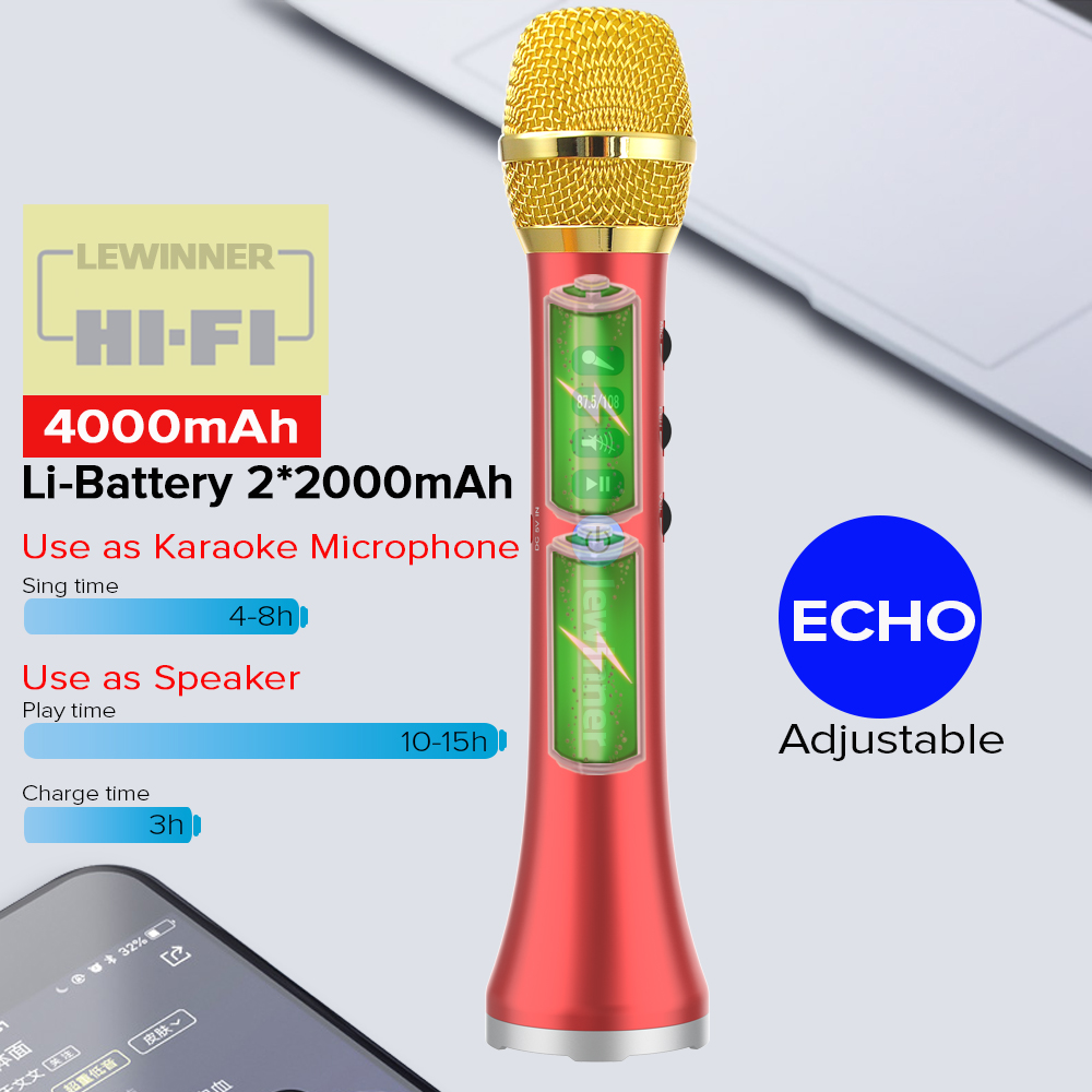 Lewinner L-698D Professional 2 - Bluetooth Karaoke Microphone Handheld ulasan dan harga