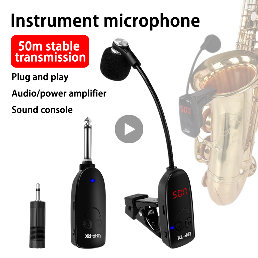 Saxofone Wireless Microphone M - Wireless Lavalier Microphone Dual Receiver ulasan dan harga