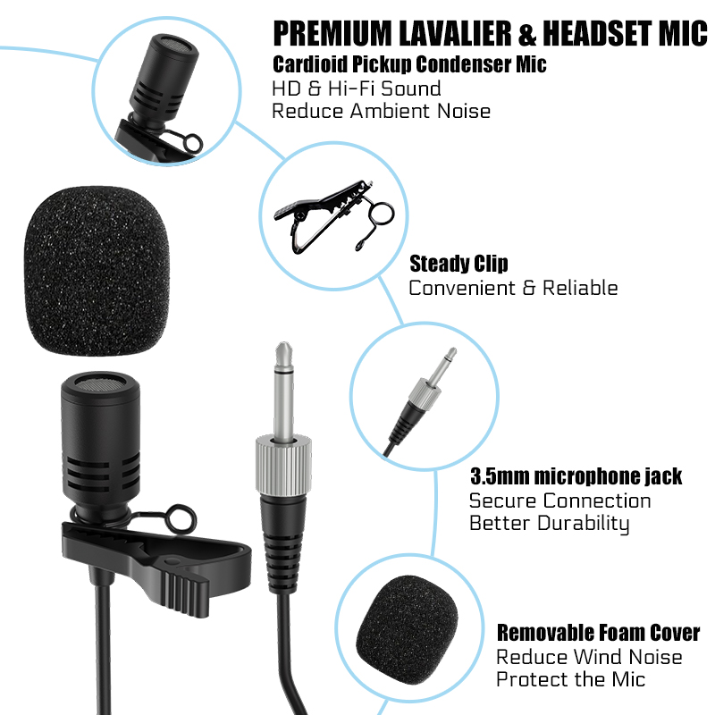 Dual Wireless Microphone Syste - Wireless Lavalier Microphone Dual Receiver ulasan dan harga