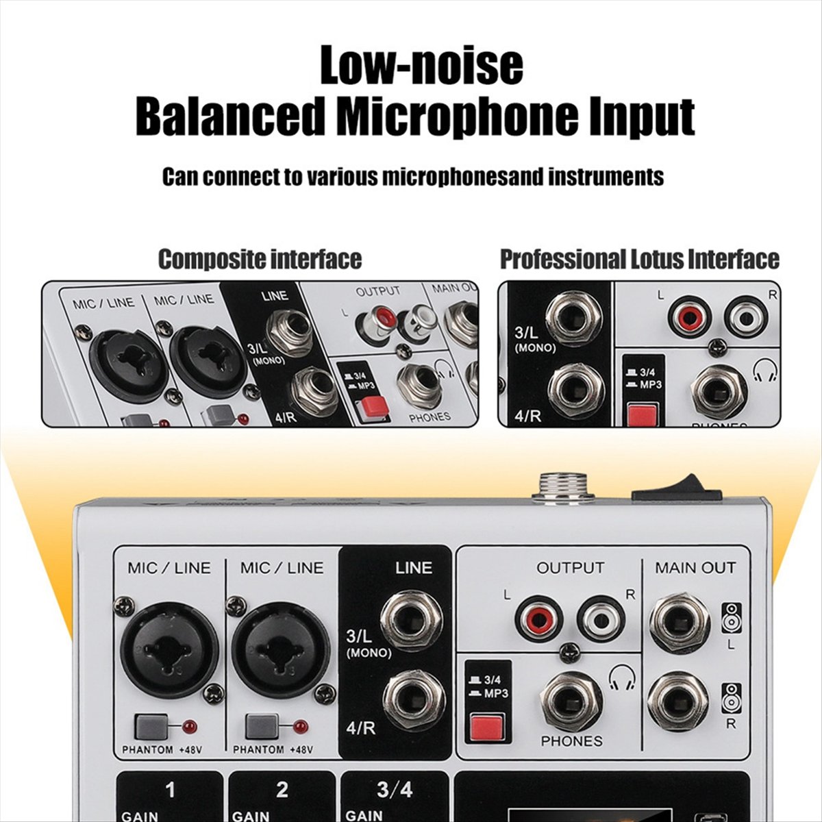 DTC5 4 Channels Audio Mixer Po - Karaoke Amplifier Mixer Bluetooth ulasan dan harga