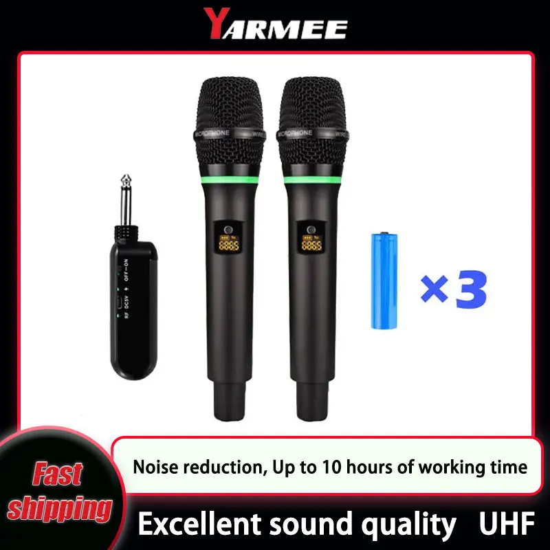 YARMEE UHF Wireless Microphone - Rechargeable Wireless Mic Lithium Battery ulasan dan harga