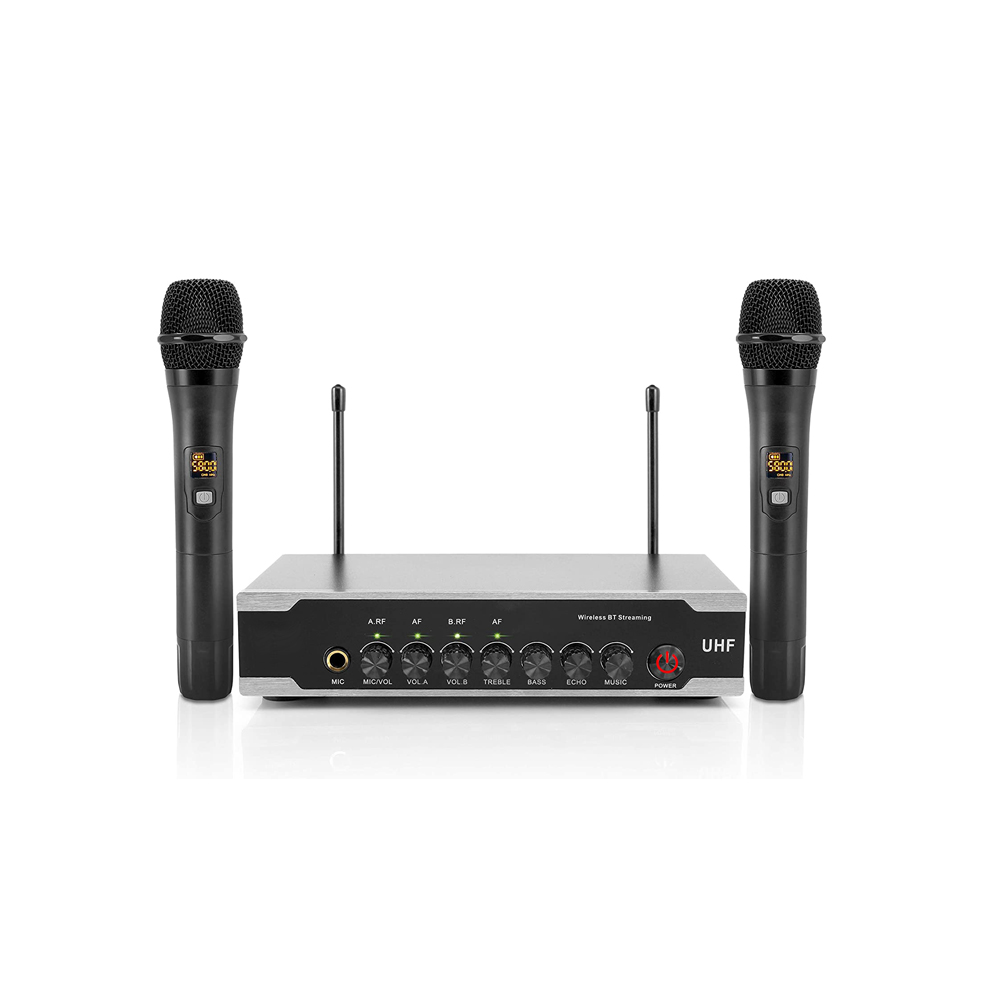 Portable Handheld Metal UHF Wi - Uhf Wireless Microphone System Dual Channel ulasan dan harga