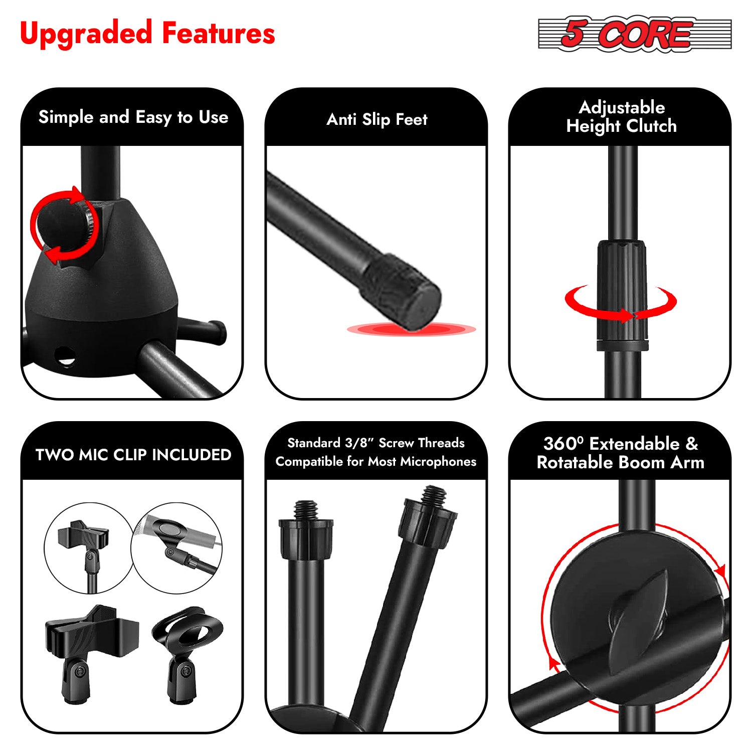 5 Core Tripod Mic Stand Adjust - Microphone Stand Boom Arm Floor ulasan dan harga