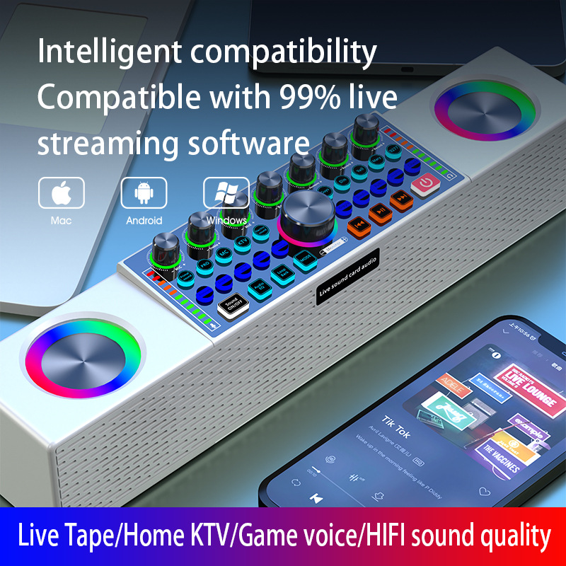 SY8 Live Broadcast Sound Card  - Karaoke Machine Portable With 2 Mic ulasan dan harga