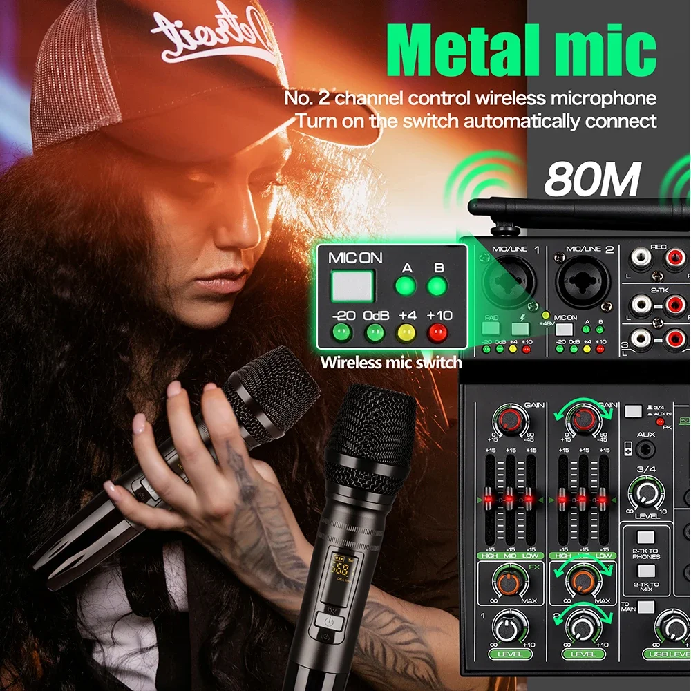 DGNOG 4 Channel Audio Mixer US - Karaoke Amplifier Mixer Bluetooth ulasan dan harga