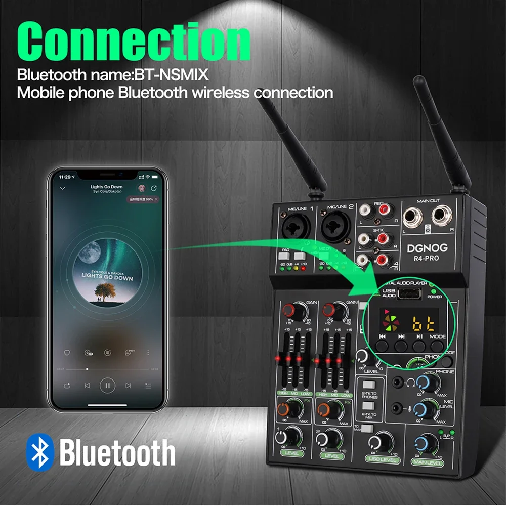 DGNOG 4 Channel Audio Mixer US - Karaoke Amplifier Mixer Bluetooth ulasan dan harga