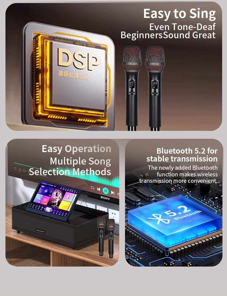 Touch Screen Karaoke Machine w - Karaoke Machine Portable With 2 Mic ulasan dan harga