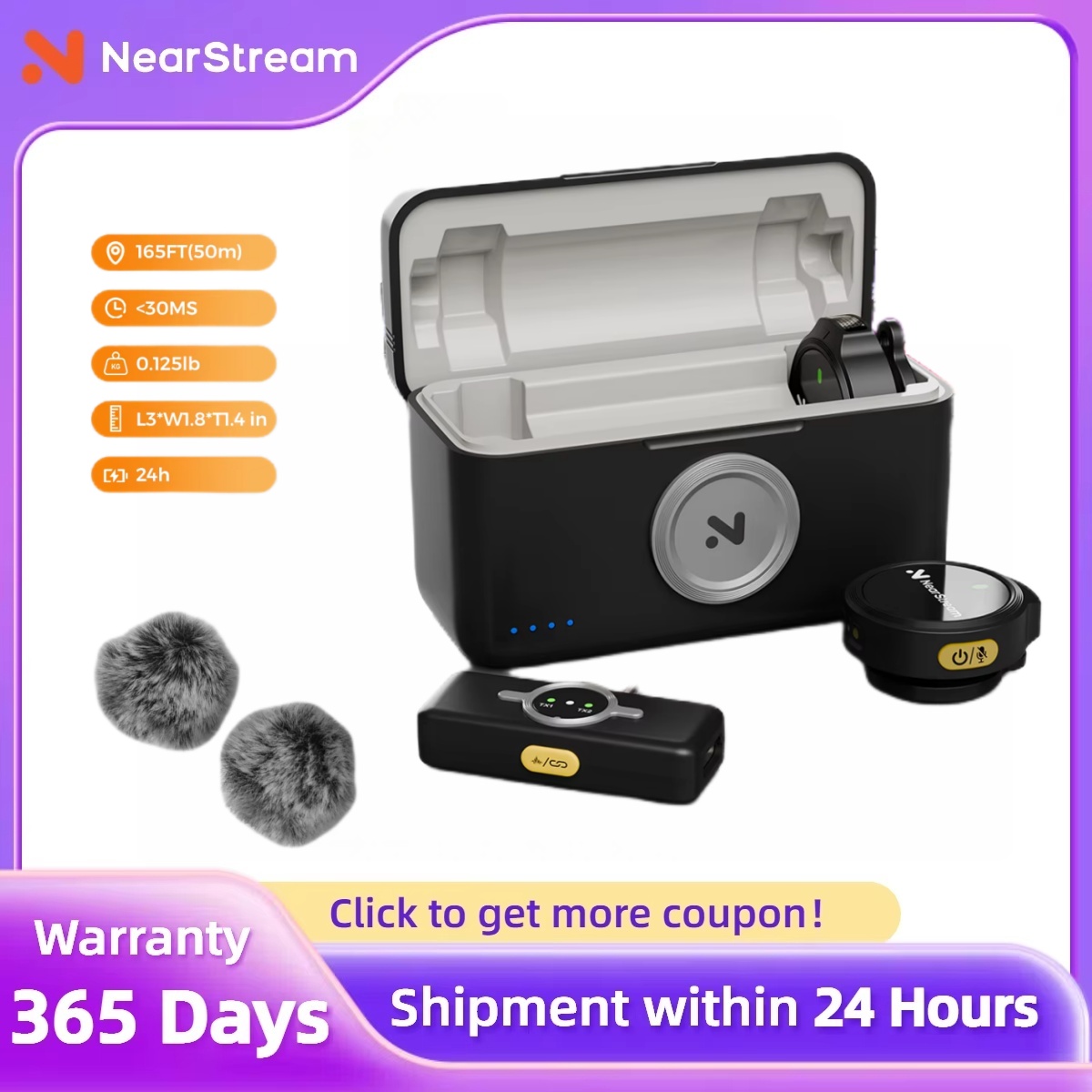 NearStream AWM25T Magnetic Wir - Wireless Lavalier Microphone Dual Receiver ulasan dan harga