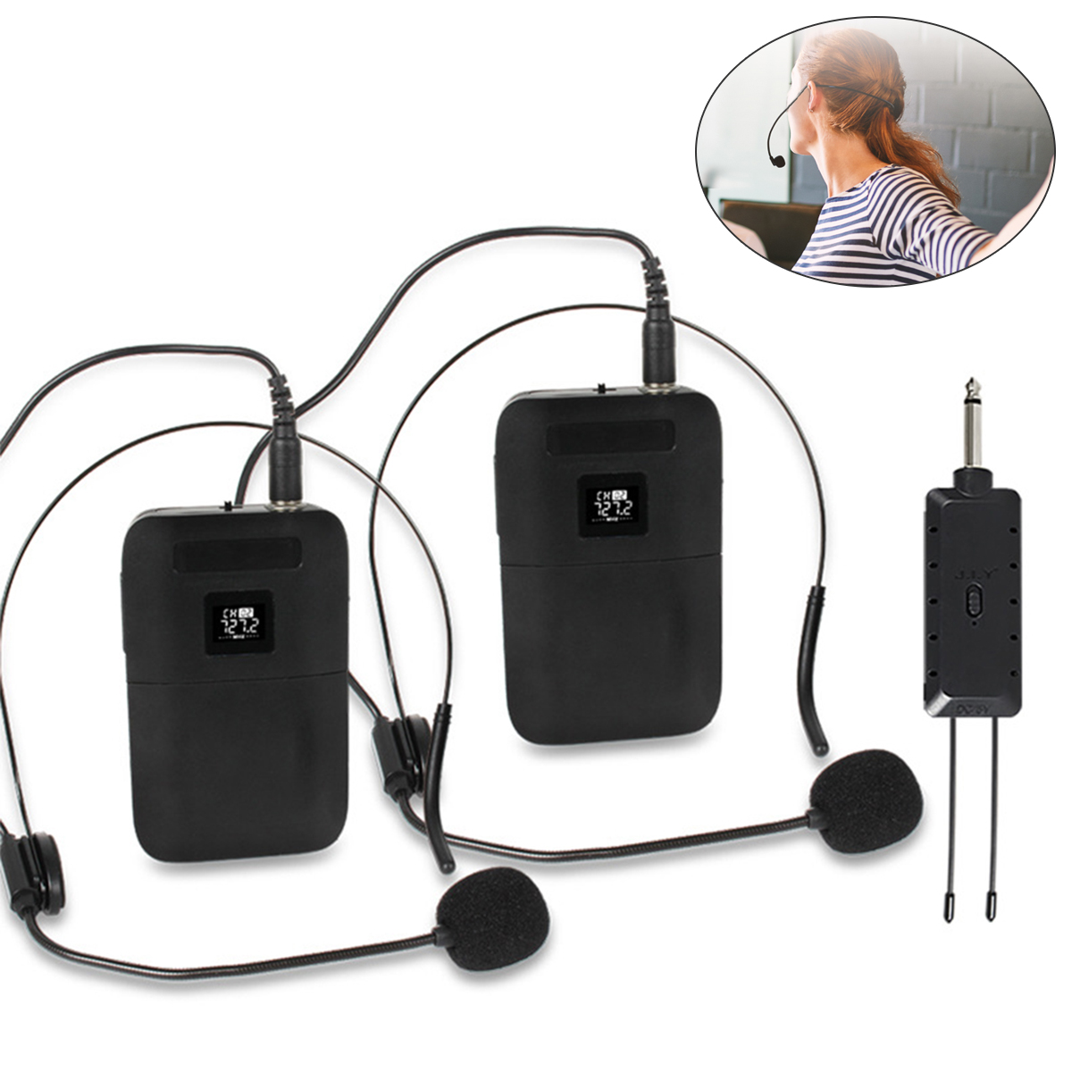 E8 Professional Microphone UHF - Wireless Lavalier Microphone Dual Receiver ulasan dan harga