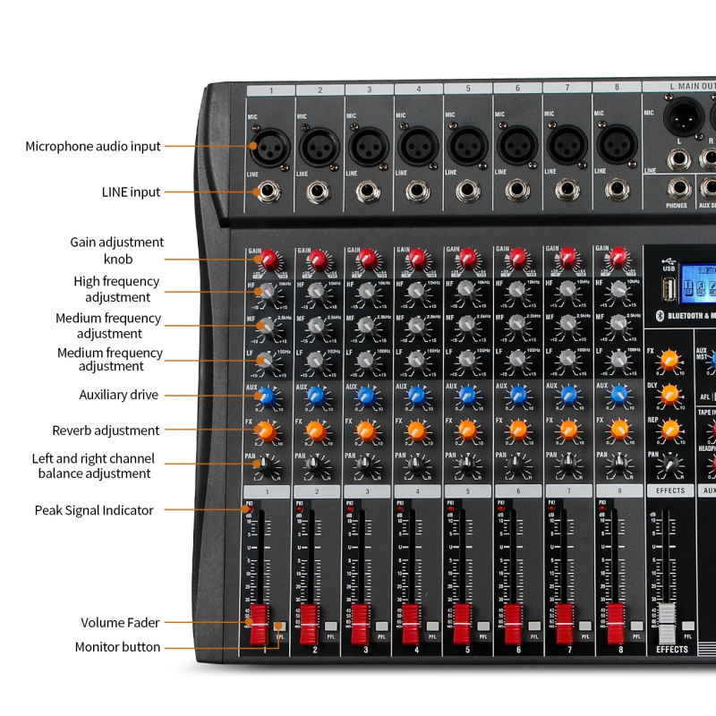8 Channel USB Bluetooth Audio  - Karaoke Amplifier Mixer Bluetooth ulasan dan harga