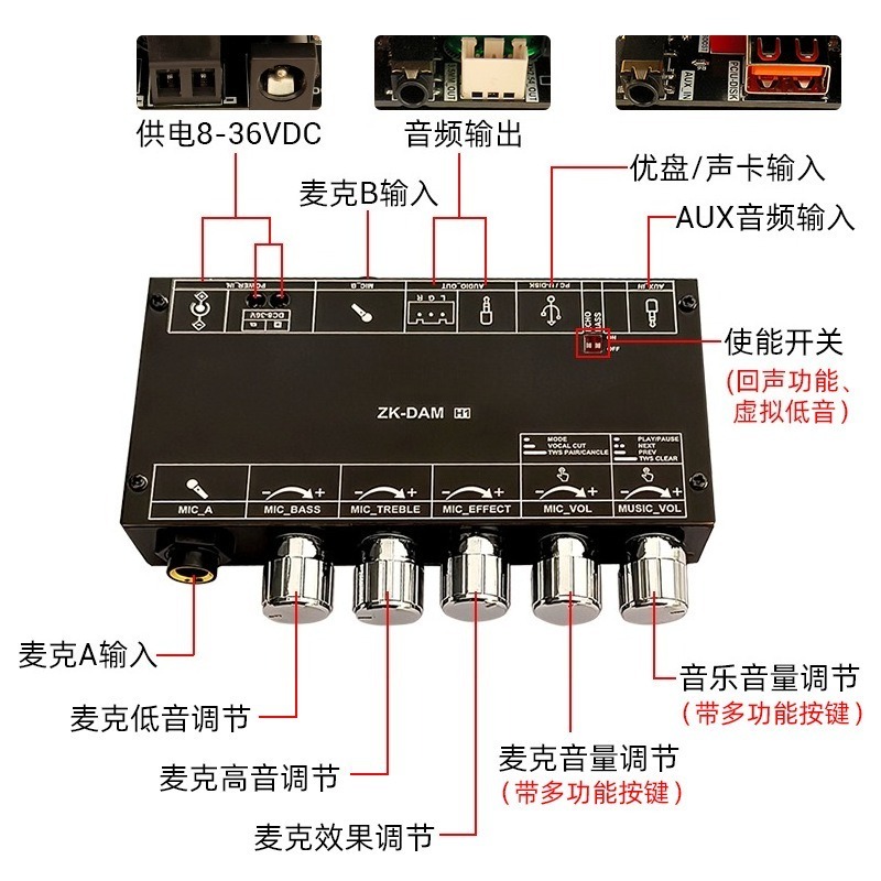DAM H1 Karaoke Audio Pre‑ampli - Karaoke Amplifier Mixer Bluetooth ulasan dan harga