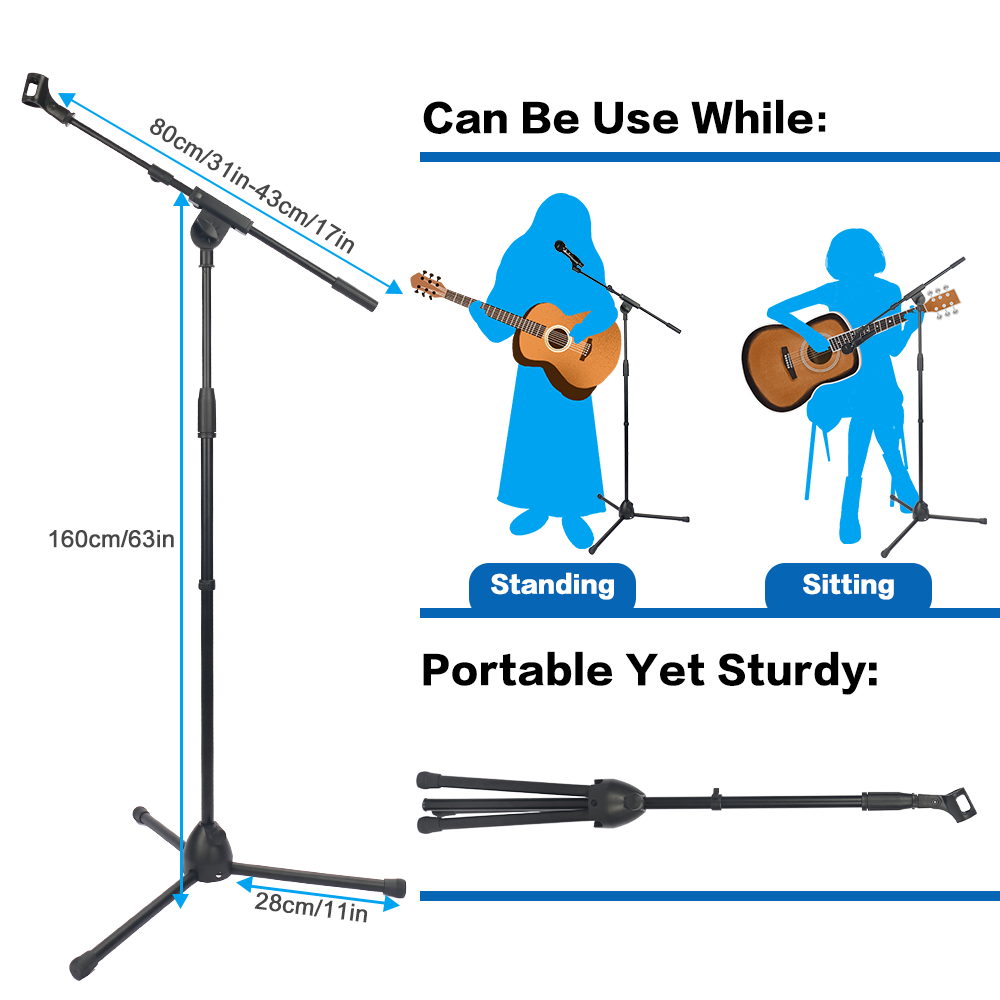 Microphone Stand Foldable Heav - Microphone Stand Boom Arm Floor ulasan dan harga