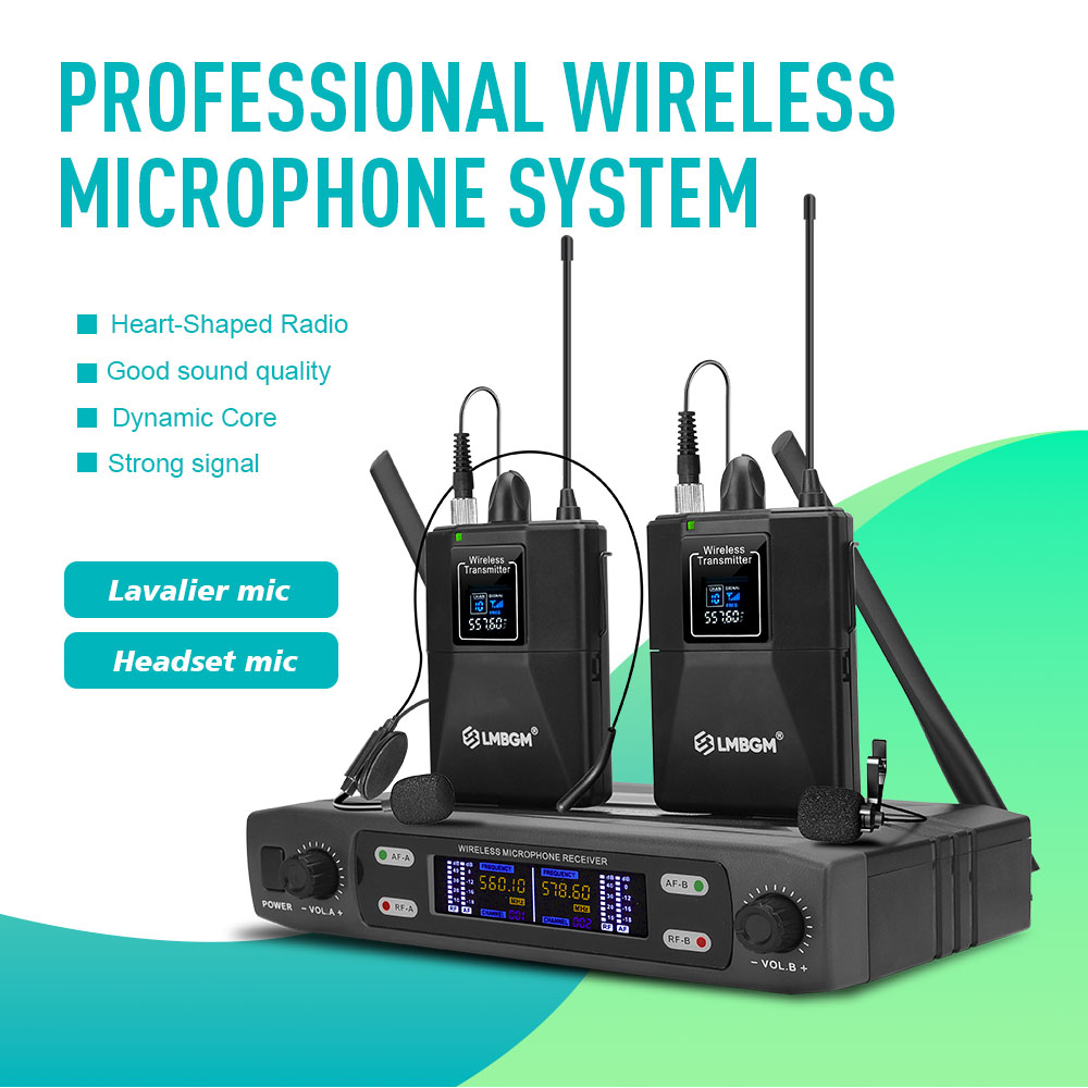 LMBGM R22 2Channel UHF Wireles - Wireless Lavalier Microphone Dual Receiver ulasan dan harga