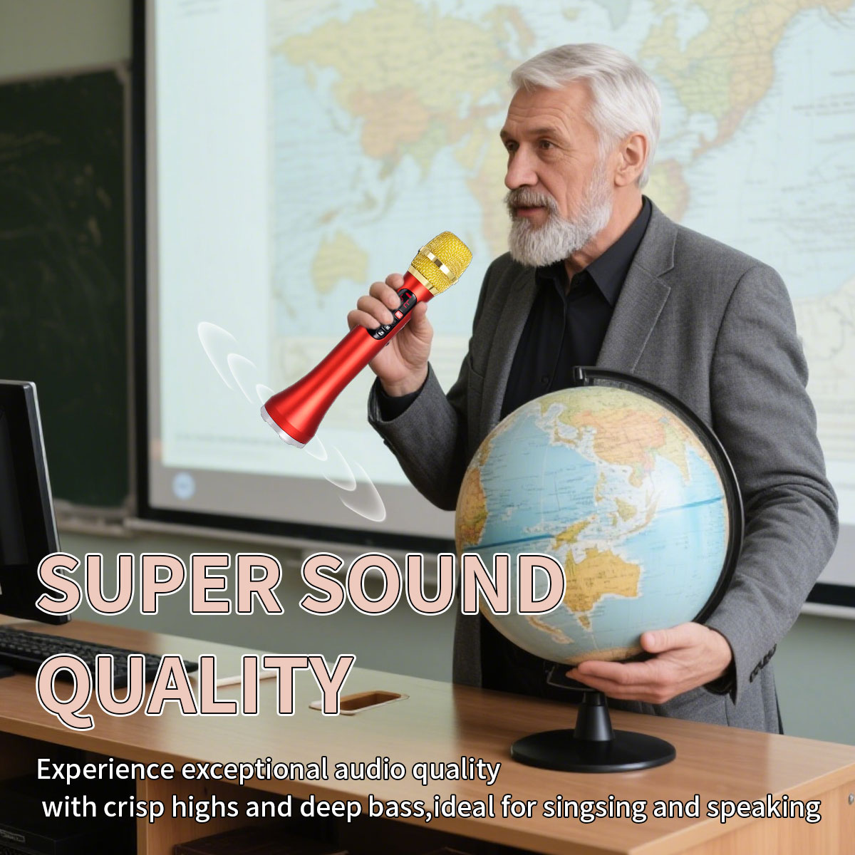 1 Piece of 28cm 25W/Pc Karaoke - Bluetooth Karaoke Microphone Handheld ulasan dan harga