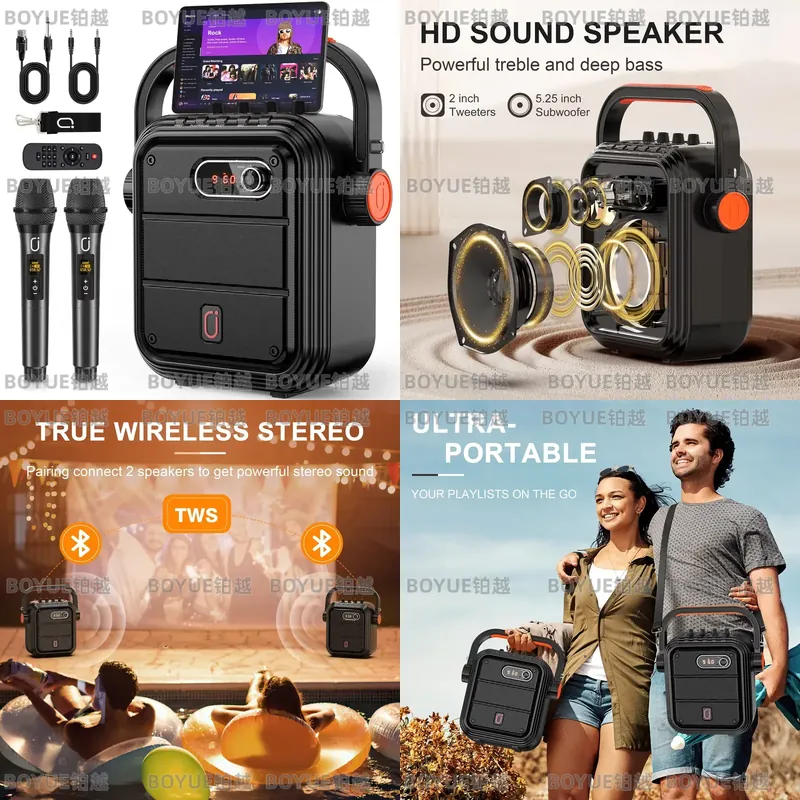Portable Karaoke Machine with  - Karaoke Machine Portable With 2 Mic ulasan dan harga